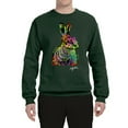 thumbnail image 2 of Wild Bobby, Colorful Rainbow Rabbit Animal Lover Unisex Crewneck Graphic Sweatshirt, Forest Green, Large, 2 of 3