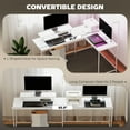 thumbnail image 5 of HOMCOM 61.6" L Shaped Desk with Power Outlets & LED Lights, Convertible Computer Desk with Monitor Stand and Computer Shelf for Home Office, White, 5 of 9