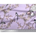 thumbnail image 1 of Soimoi Purple Silk Fabric Floral & Paradise Whydah Bird Fabric Prints By Yard 44 Inch Wide, 1 of 3