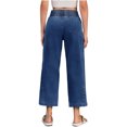 thumbnail image 4 of Elastic High Waist Women Wide Leg Loose Denim Pants Ankle Jeans, 4 of 6