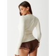thumbnail image 2 of JULISSA MO Long Sleeve Knitted Single-breasted Buttons Cardigan Sweater Women Crew Skinny Versatile Ribbed Woolen Bottom Top, 2 of 6