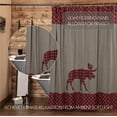 thumbnail image 3 of VHC Brands Cumberland Moose Nature Print Chambray Cotton Rustic Bath Rod Pocket Button Holes for Shower Hooks Appliqued Bedding Accessory, Curtain 72x72, Chili Pepper Red, 3 of 6
