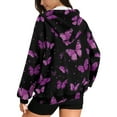 thumbnail image 2 of Renewold Butterfly Violet Black Women's Hoodie Sweatshirts Casual Jackets Hoodies Zip Up Drop Shoulder Long Sleeve Y2K Sweaters Jackets Top Sweatshirt Pullover Hoodie Womens Preppy Clothes, XS, 2 of 7