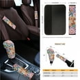 thumbnail image 4 of Renewold Highland Cow Boho Floral Car Seat Cover for Women, with Steering Wheel Cover Seat Belt Strap Pad Handbrake Gear Shift Knob Cover Waste Bin Armrest Rearview Mirror Cover Coasters, 14 PCS, 4 of 7