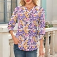 thumbnail image 2 of Youyipin Womens Tops Women's 3/4 Sleeve V Neck T Shirts Ruffle Sleeve Summer Business Casual Tops For Women, 2 of 8
