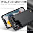 thumbnail image 2 of Feishell for iPhone 13 Case with Card Holder, Wallet Case for Women Men with RFID Blocking, Durable PU Leather Kickstand Magnetic Clasp Shockproof Phone Case,Black, 2 of 9