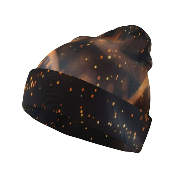 Lsque Abstract Glowing Wave Pattern Pattern Knitted Beanie, Unisex Winter Hat, Knit Hat Winter Beanies Thick Fisherman Beanies Cuffed Plain Skull Caps