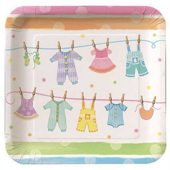 Baby Shower 'Baby Clothesline' Extra Large Paper Plates (8ct)