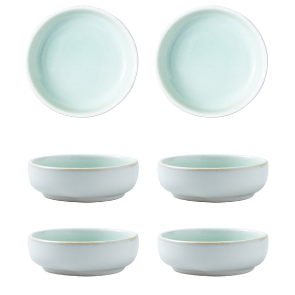Pack of 6 Heat Resistant Ceramic Condiment Dishes Microwave Safe Durable Plate
