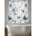 thumbnail image 6 of Blue Grey Spring Floral Semi Sheer Curtains 63 Inch Length 2 Panels Set, Summer Flowers Botanical Sheer Kitchen Curtain Privacy Voile Window Curtain for Living Room Bedroom Rod Pocket Drapes, 6 of 7