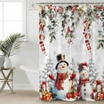 thumbnail image 2 of Small Stall Shower Curtain 36x78 Inch Narrow Half Size Christmas Bath Curtains Bathroom Decor Xmas Snowman Red Berry Botanical Snowflake Waterproof Fabric Shower Curtain Set with Hooks 36 Inch, 2 of 6