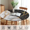 thumbnail image 4 of Round Tablecloth with Elastic Edge, 36-60Inch Waterproof Table Cloth for Dinner, Outdoor, Picnic, 52inch, Marble, 4 of 6