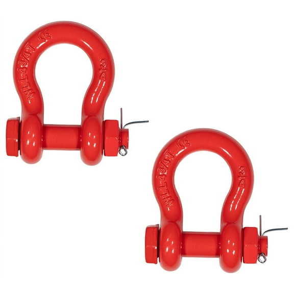 2 Pack 3/4" Anchor Shackle Forged Carbon Steel w/Safety Screw Pin Load Limit 9,500 lbs, Double Rust Protection Heavy Duty D Ring Bolt Type Shackle for Towing, Rigging, Vehicle Recovery