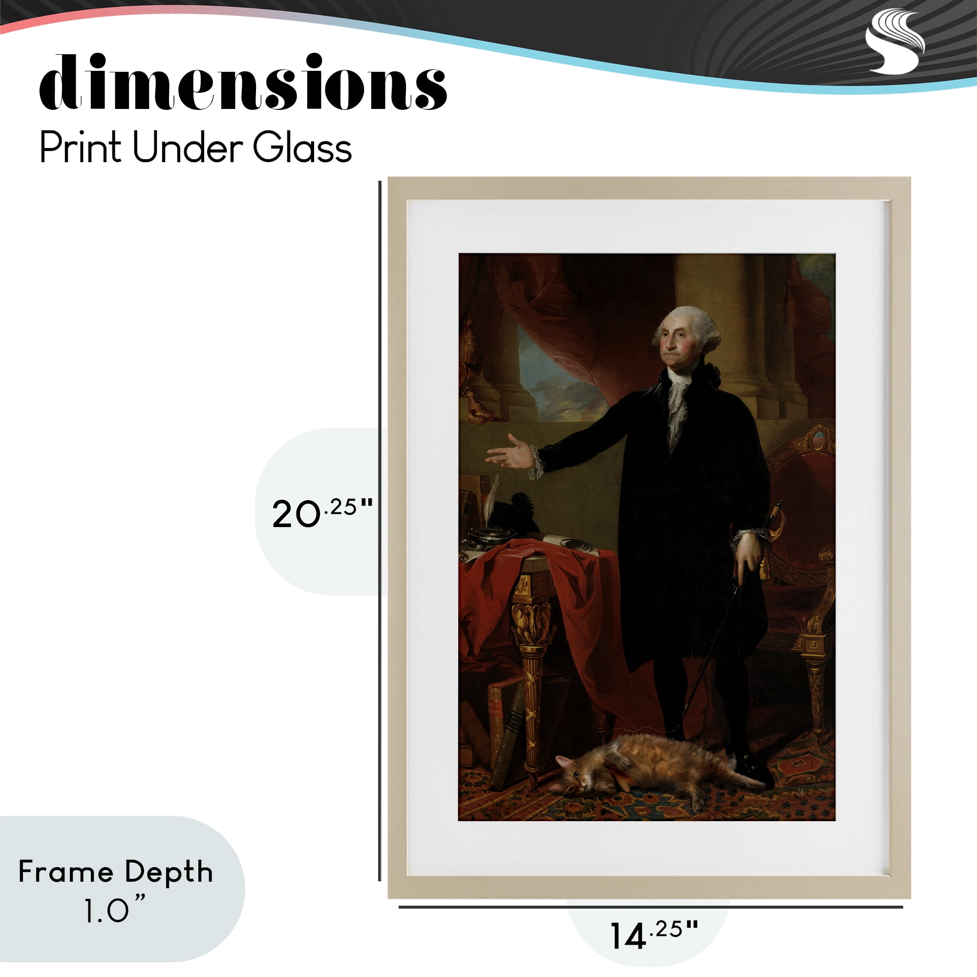 Stupell Industries Purrsuit Of Liberty Historical Cat Birch Framed Print Under Glass, design by Sarah Adams