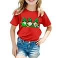 thumbnail image 4 of Kids Shirts Girls Round Neck Cartoon Print Short Sleeve T Shirts Kid St. Patrick's Day Soft Basic Summer Tops T Shirts for Boys and Girls Red,10-11 Years, 4 of 4