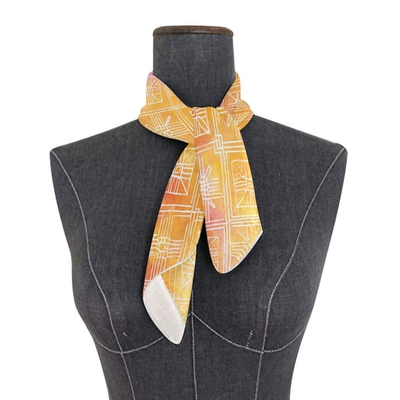 Square Scarf 24x24 Inch Orange Watercolor Batik Print Silky Satin Sun Protection Neck Scarf for Women Multi-Purpose Head Wrap Bandana for Hair Bag Decoration