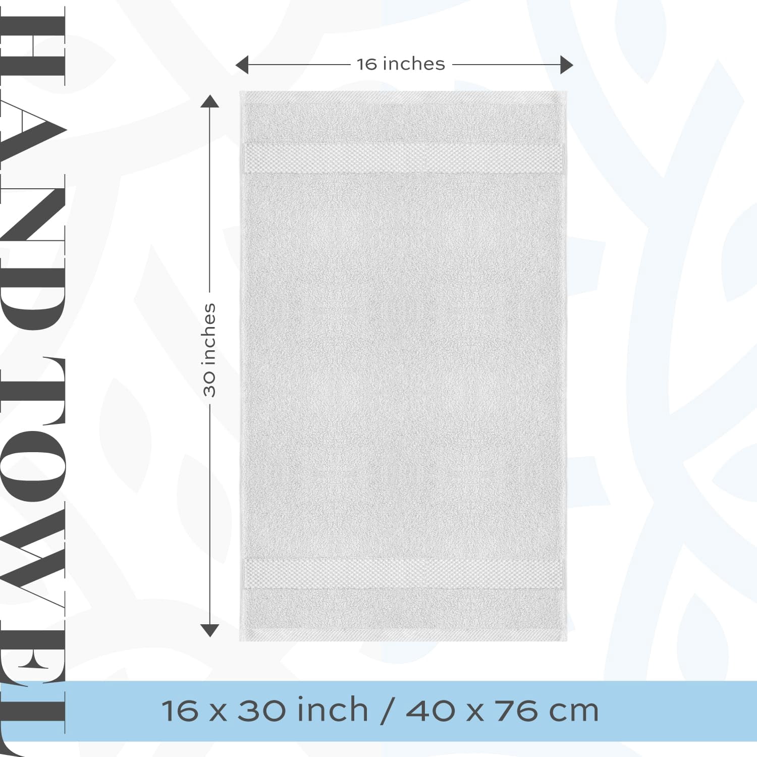 White Classic Hotel Collection Luxury Soft Cotton Hand Towels, Silver, 16 x 30, 6 Pack