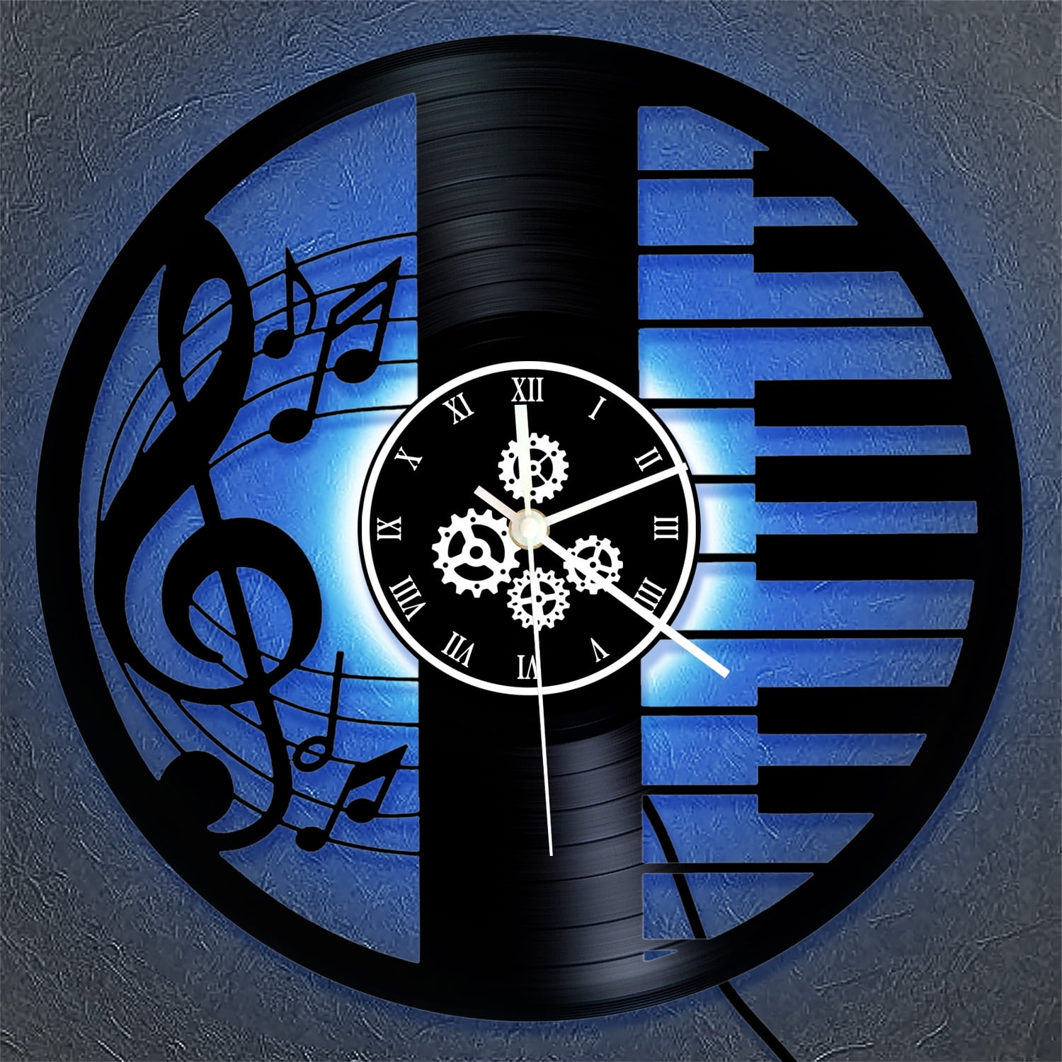 12 Inch Guitar Wall Clock Piano Music Clock LED for Music Room Music Note Clock, Musical Clock, Night Light, Vinyl Record, Guitar Gifts for Men, For Music Studio Music Lover Guitarist Gift