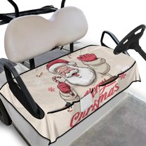 Yuyamidu Santa Claus Golf Cart Seat Covers 2 Passenger, Merry Christmas Golf Cart Towel Seat Covers with Shortage Pockets, Universal Club Car Golf Cart Accessories Non-Slip and Anti-Hot