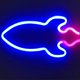 thumbnail image 5 of Letrero de luz de neón Yashi con forma de cohete luz LED azul y rosa USB y 3 pilas AA, 5 of 5
