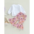 thumbnail image 4 of Bagilaanoe 2pcs Toddler Baby Girl Valentine's Day Outfits Letters Print Long Sleeve Sweatshirt Tops + Flare Trousers 6M 12M 18M 24M 3T 4T Kids Long Pants Set, 4 of 9