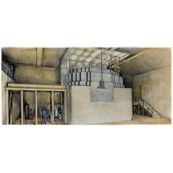 Nuclear Reactor, 1942. /Nan Artist'S Sketch Of The First Self-Sustaining Nuclear Chain Reactor, Operated In Chicago, December 2, 1942. Built