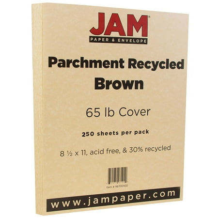 UPC: 0609465312828 | JAM Parchment 65lb Cardstock  8.5 x 11 Coverstock  Brown Recycled  250 Sheets/Ream