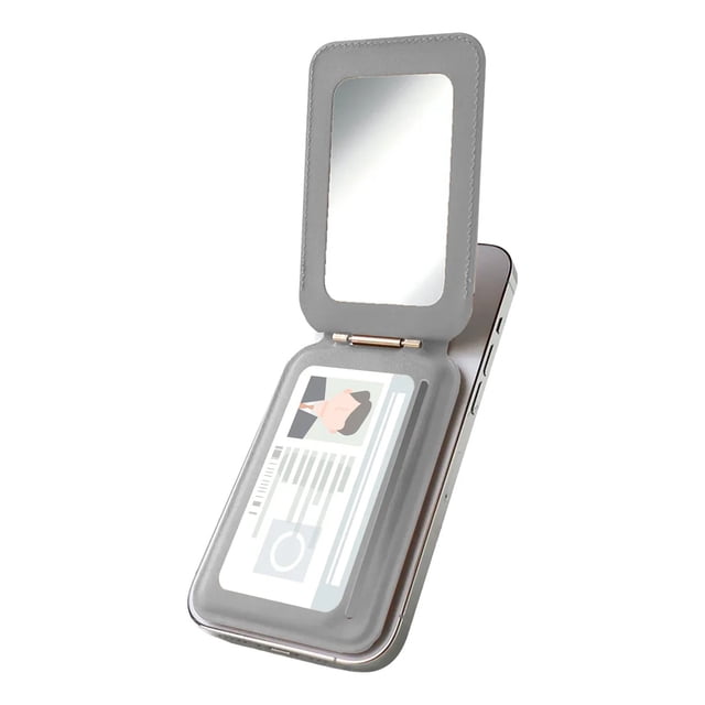 Wallet Cartera Magnetica Con Espejo Para Iphone Magsafe Gris