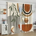 thumbnail image 4 of Boho Leaf Curtains,Mid Century Abstract Arch Sun Leaves Modern Minimalist for Bedroom Living Room Kitchen Window Curtains 52" W X 84" L, 4 of 6