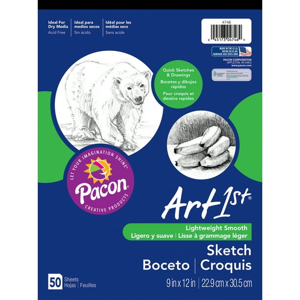 Art1st Sketch Pad, 60 lbs. Heavyweight Drawing Paper. 9 x 12, 50 Sheets