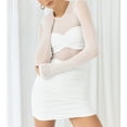 thumbnail image 4 of Vestido De Manga Larga Vestido ajustado para mujer Elegante vestido plisado Cuello redondo Traje de vacaciones transparente Ygjytge Blanco S para Mujer, 4 of 5