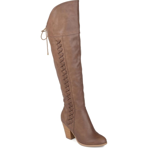 Journee Collection Womens Spritz Wide Calf Faux Leather Over-The-Knee Boots