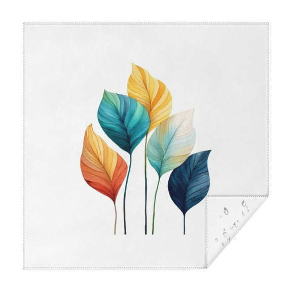 Square Tablecloth 42x42 Inch – Waterproof Polyester Printed Table Cover, Wrinkle Resistant & Washable for Kitchen Dining Picnic Party Decor, Single-v4-15, White