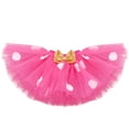 thumbnail image 5 of IBTOM CASTLE Toddler Baby Girls 1st 2nd 3rd Birthday Outfit Polka Dots Romper Tutu Skirt Mouse Ears Headband Cake Smash Clothes for Photo Props 2 Years Hot Pink, 5 of 8