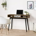 thumbnail image 2 of CorLiving Acerra Engineered Wood Entryway Table or Desk with Abstract-Pattern Drawer and Cubbies and Rubberwood Legs, 2 of 7