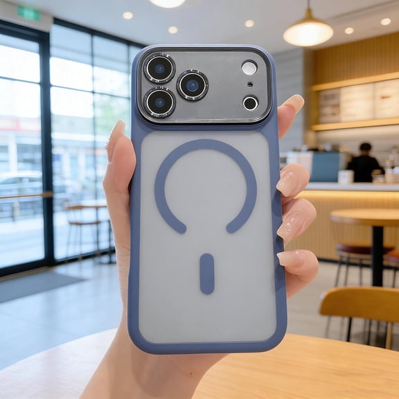 for iPhone 17 Pro Max Magnetic Case, Detachable Camera Lens Protection Cover, Compatible with Mag-Safe, Translucent Matte Frosted Slim Rugged Shockproof Phone Cover for iPhone 17 Pro Max, Blue