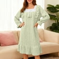 thumbnail image 2 of Aboser Women's Flannel Nightgown Fuzzy Fleece Victorian Night Gowns Winter Thermal Long Sleeve Sleepdress Loose Crewneck Plush Pullover Nightdress, 2 of 9