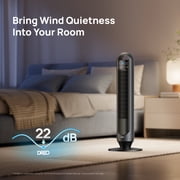 DREO Tower Fans for Home, 32 Standing Floor Fan, 26 Ft/S Bladeless Fan with Remote, 90° Oscillating, 3 Modes, 3 Speeds, LED Display, 8H Timer, 22dB Ultra Quiet Room Fan