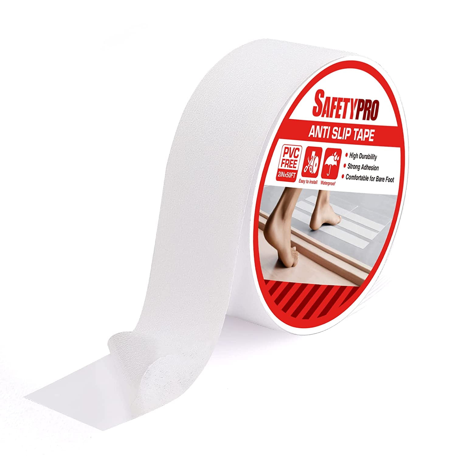 SafetyPro 2in X 50ft Clear Anti Slip Tape, Transparent NonSlip Grip