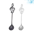thumbnail image 2 of 2 Pcs Stainless Steel Coffee Spoons Musical Note Pattern Stirring Spoon Dessert Scoop Tableware for Kitchen Party Bar(Original Color + Black), 2 of 8