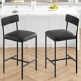 thumbnail image 2 of Merrick Lane Bar Stools Contoured Back Armless Steel Frame, Gray Faux Linen (Set of 2), 2 of 14