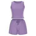 thumbnail image 3 of Wdfiry Women's Lounge Set Two Piece Sleeveless Slim Fit Crop Tank Tops High Waisted Shorts Summer Outfits 2025, 3 of 5
