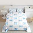 thumbnail image 2 of Homewish Princess Blue Bowknot Bedding Comforter Set for Kids, Cartoon Watercolor Ribbon Twin Comforter Sets, Bow-tie Theme Reversible Bedding Set, Lightweight Room Decor, 2pcs, 2 of 8