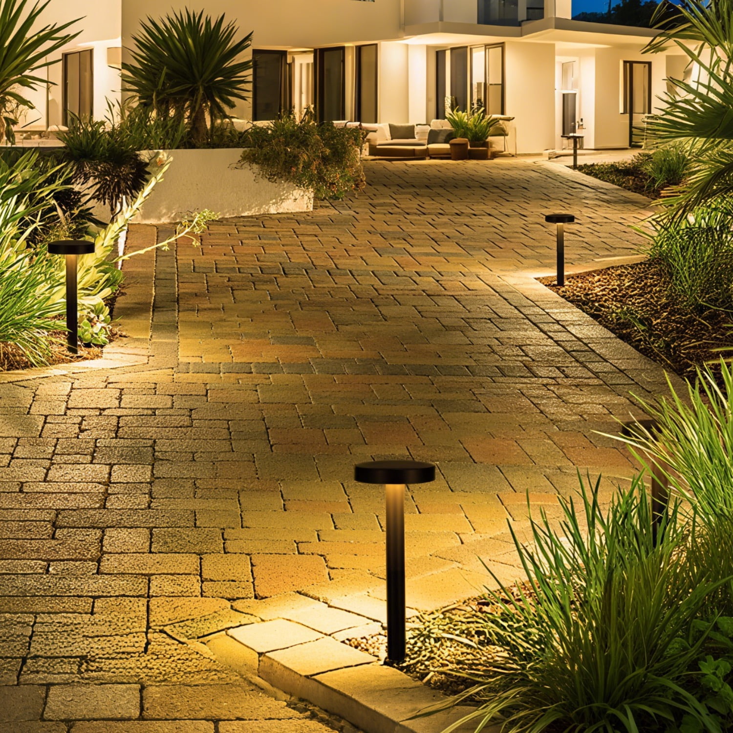 6 Pack Solar Pathway Lights Outdoor, Bright Solar Lights Outdoor, IP65 Waterproof Solar Garden Lights Solar Landscape Lighting for Yard Patio Walkway Driveway Pathway, Circular