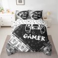 thumbnail image 2 of Homewish Abstract Gamer 7-Piece Twin Bedding Sets For Teens Boys Girls,Video Game Bedding Comforter Set,Black Grey Breathable Sheet Sets,Lightweight Room Decor,Reversible, 2 of 8