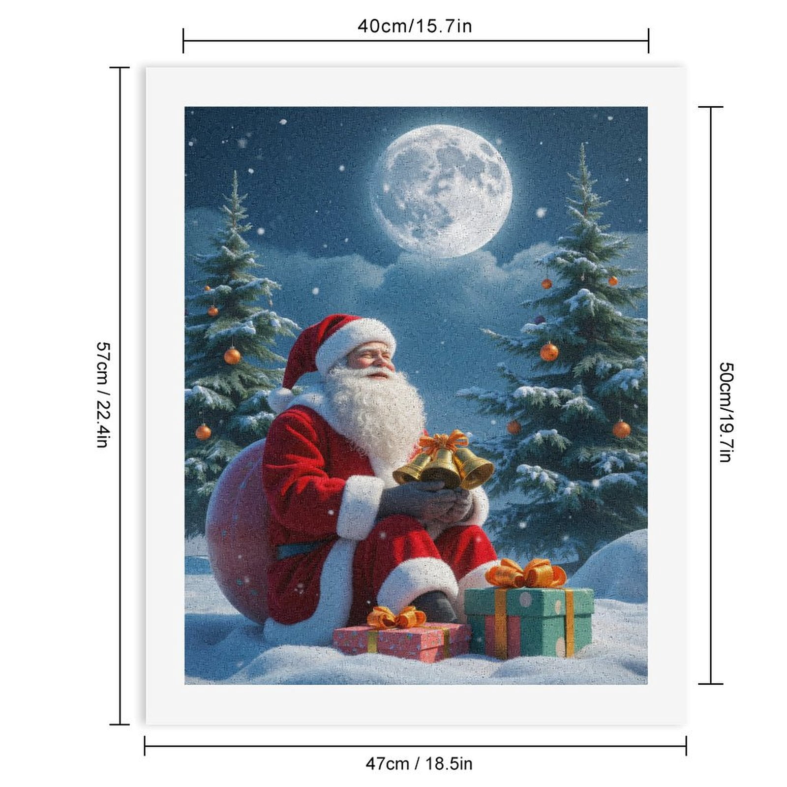 Paint By Numbers Kit for Adults Beginner - DIY Santa Winter Night Presents Moon Canvas Painting Kits for Adults, Frameless Paint By Number for Adults for Home Wall Decor 16x20 Inch