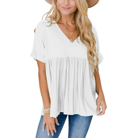 

Women Tee T-Shirt Casual Babydoll Maternity Clothes Peplum Short Sleeve Tees Blouss Cute Casual Blouse