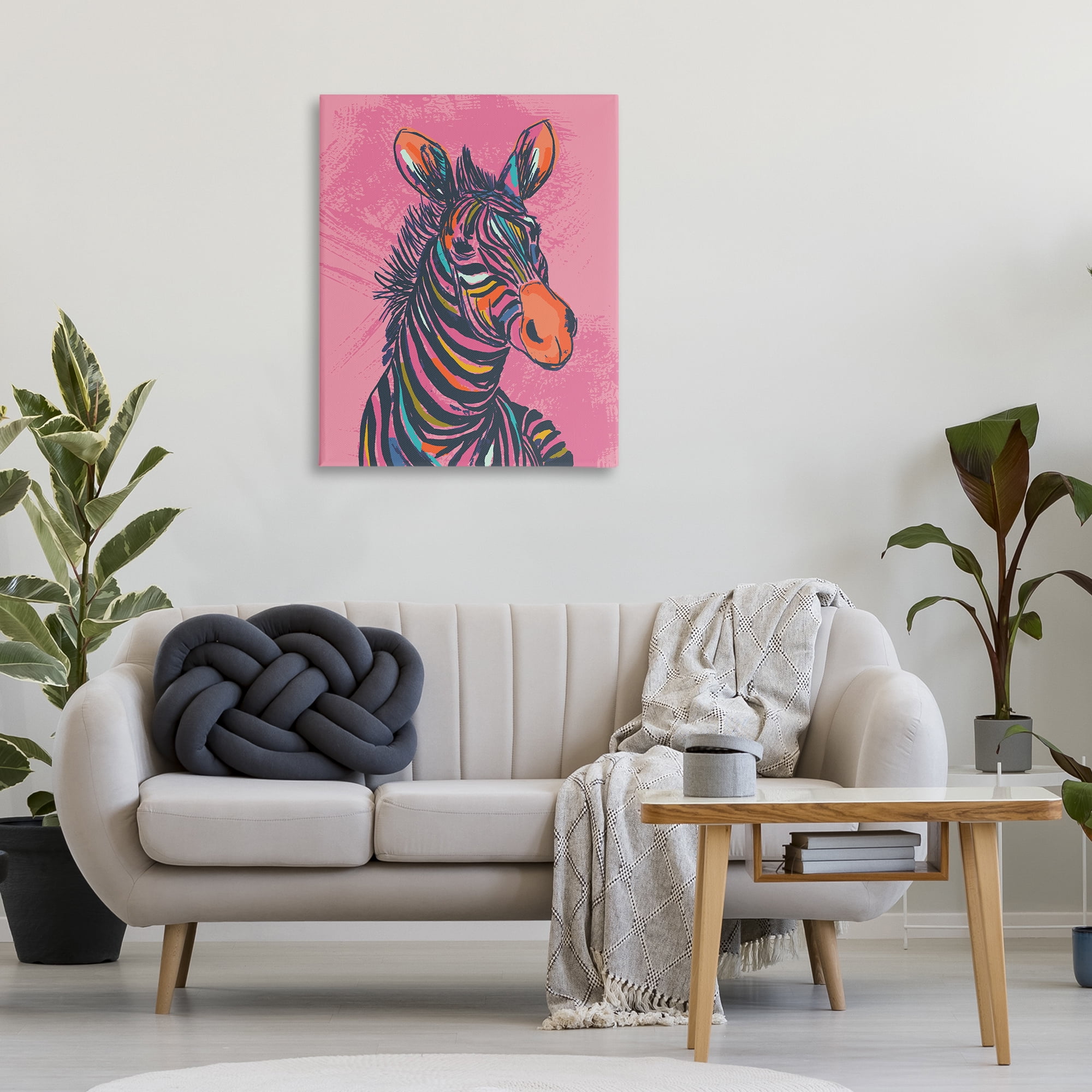 Stupell Industries Bright Stripes Zebra Animals Painting Wrapped Canvas Art Print Wall Art, 30 x 40