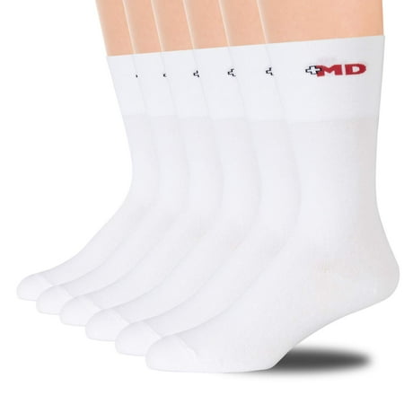 

+MD Womens Dress Socks - 6 Pairs Finest Combed Cotton Lightweight Crew Socks for Business Office White 9-11