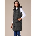 thumbnail image 3 of DARING DIVA Women's Long Puffer Vest Casual Sleeveless Hooded Down Jacket S Black, 3 of 6